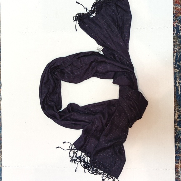 🐢Collection XIIX Navy Plaid Unisex Scarf 100% Viscose 78" Long - Picture 1 of 6